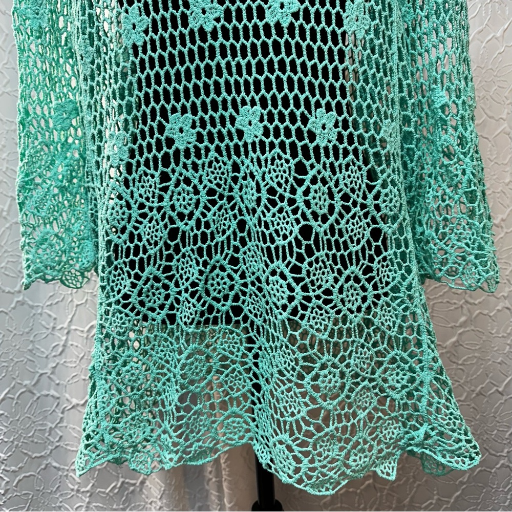 INDIA BOUTIQUE-Women's Aqua Crochet Swim Cover-Up (1Size) 💯Cotton❣️ - Picture 6 of 10